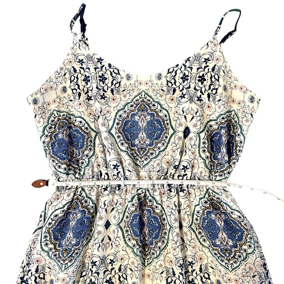Skies Are Blue Boho Maxi Dress, Lined White Empire Waist Floral Dress, Small - Picture 8 of 9